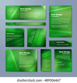 Set of banner templates with abstract background. Modern vector banners with polygonal background. Green color. 