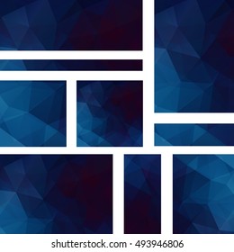 Set of banner templates with abstract background. Modern vector banners with polygonal background. Dark blue color