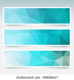 Set of banner templates with abstract background. Modern vector banners with polygonal background. Blue color. 