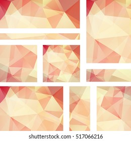 Set of banner templates with abstract background. Modern vector banners with polygonal background. Yellow, orange colors