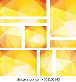 Set of banner templates with abstract background.  Modern vector banners with polygonal background. Yellow, orange, white colors