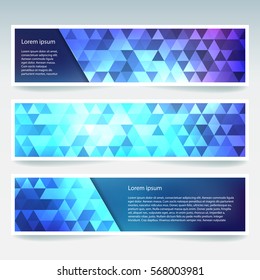 Set of banner templates with abstract background. Modern vector banners with polygonal background
