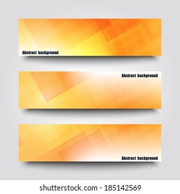 Set of banner templates with abstract orange background. Eps10 Vector illustration