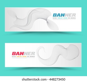 Set of banner templates. Bright modern abstract lines design on blue background. Vector illustration. For advertising website banner.