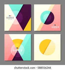 Conjunto de Plantillas de Anuncio. Diseño abstracto moderno brillante.