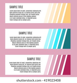Set of banner templates with colorful lines. Bright modern abstract design. Vector flat illustration.