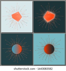 Set of banner templates with crystals. Eps10 Vector illustration.