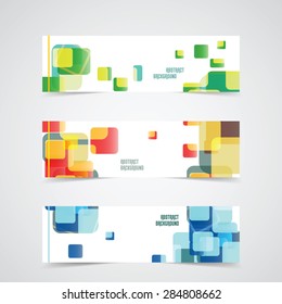 Set of Banner Templates for Design with Colorful Abstract Background. VectorIllustration, Vector Design Concept