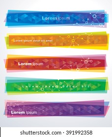A set of banner templates with geometric background.