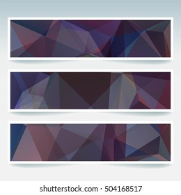 Set of banner templates with gray abstract background. Modern vector banners with polygonal background