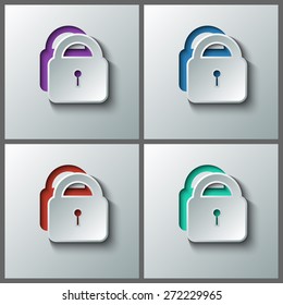 Set of banner templates with lock icon. Eps10 Vector illustration