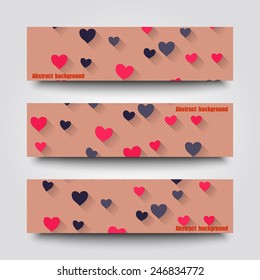 Set of banner templates with love background. Eps10 Vector illustration