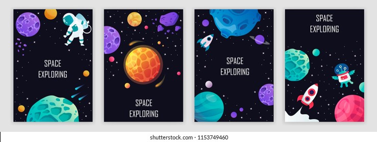 set of banner templates. science. universe. space. space trip. design. vector illustration