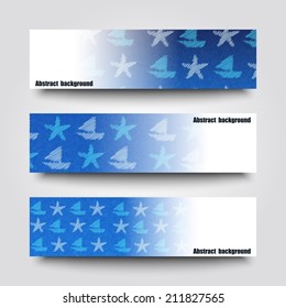 Set of banner templates with sea background. Eps10 Vector illustration