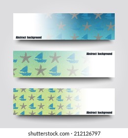 Set of banner templates with sea background. Eps10 Vector illustration