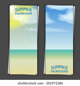 Set of banner templates with summer background. Eps10 Vector illustration