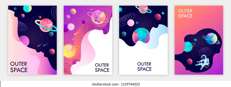 set of banner templates. universe. space trip. design. vector illustration