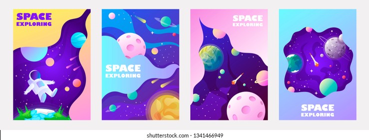 set of banner templates. universe. space. space trip. universe. design. vector illustration