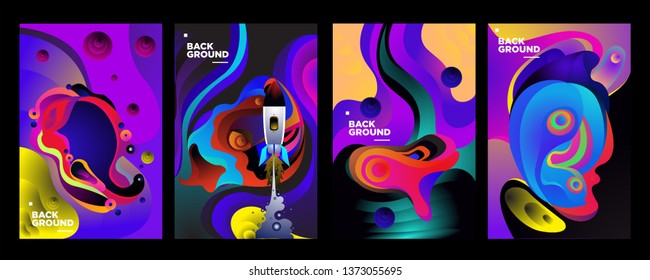 set of banner templates. universe. space. space trip. design. vector illustration.