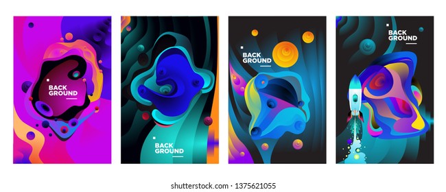 set of banner templates. universe. space. space trip. design. vector illustration.
