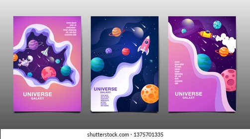 set of banner templates. universe. space. space galaxy, design. vector illustration 