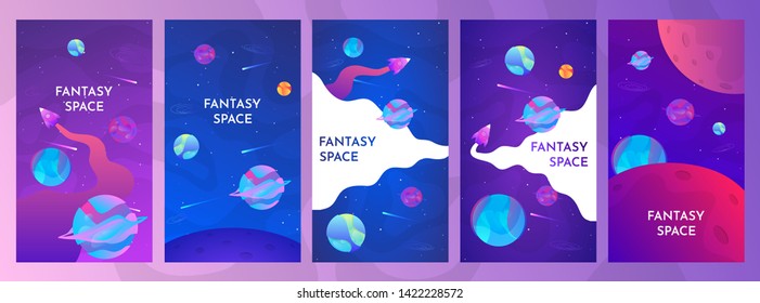 Set of banner templates. universe. space. space trip. design. vector illustration