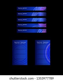 set of banner templates for web and printing blue gradient line abstraction background