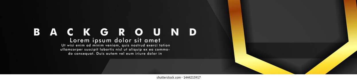 Set banner vector with hexagon gold color and black background. suitable for any background. cover design in EPS 10. space for text
