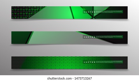 Set banner vector with hexagon green color and black background. suitable for any background. cover design in EPS 10. space for text
