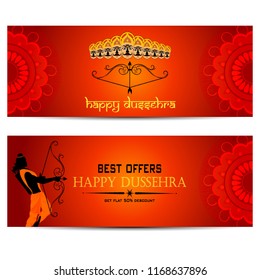 A set of banner vector Illustration of happy Dussehra, vijayadashmi, Navaratri, Important Hindu festival in India