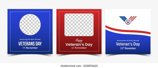 Set banner Veteran Day Social Media Post Template Background 