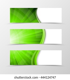 Conjunto de diseño de onda de Anuncio. Anuncio brillante para cabecera con líneas verdes. Diseño de Anuncio en estilo de espectro de vórtice digital. Ilustración vectorial