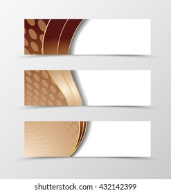 Set of banner wave design. Light banner for header in coffee with milk color. Design of banner in circle surface style. Vector illustration