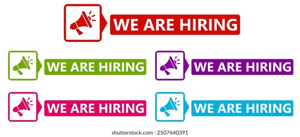 set banner We are hiring job icon. work recruitment sign design announcement template vector illustration