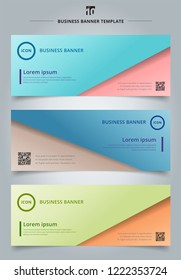 Set of banner web abstract presentation template paper sheet overlap blue and pink pastel color background. Vector illustration