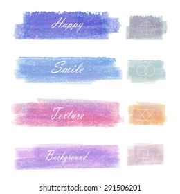 Set of banner.blue violet pink cool light colorful wedding chalk background.Vintage sweet love logo