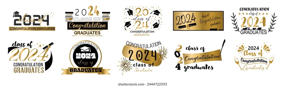 Set of banners for 2024 Prom Night on white background