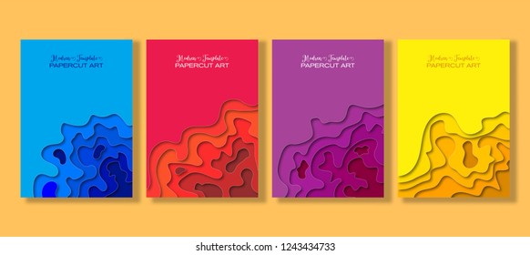 set banners with 3D abstract background and paper cut shapes.Vector design layout for business presentations, flyers, posters and invitations.carving art.paper cutout curvy shapes layered.illustration