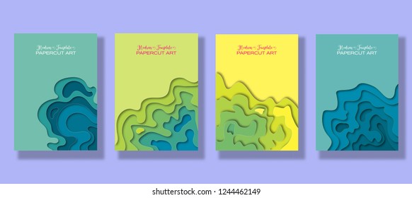 set banners with 3D abstract background and paper cut shapes.Vector design layout for business presentations, flyers, posters and invitations.carving art.paper cutout curvy shapes layered.illustration