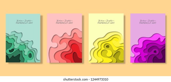 set banners with 3D abstract background and paper cut shapes.Vector design layout for business presentations, flyers, posters and invitations.carving art.paper cutout curvy shapes layered.illustration