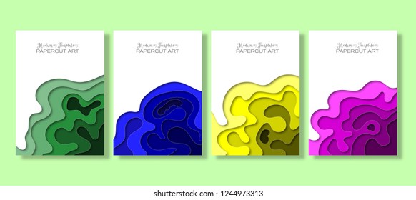 set banners with 3D abstract background and paper cut shapes.Vector design layout for business presentations, flyers, posters and invitations.carving art.paper cutout curvy shapes layered.illustration