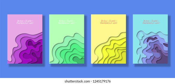 set banners with 3D abstract background and paper cut shapes.Vector design layout for business presentations, flyers, posters and invitations.carving art.paper cutout curvy shapes layered.illustration