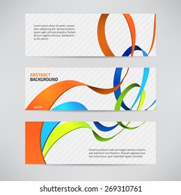 Set of banners with 3d curled ribbons. Vector illustration.
