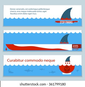 set of banners about save sharks and undersea world.Vector illustration