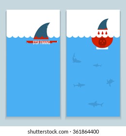 set of banners about save sharks and undersea world.Vector collection for design