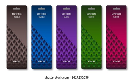 Set banners abstract 3d geometric shapes, background of many five-pointed. Beautiful packaging for the product. Vector, Illustration