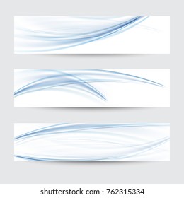  Set of banners abstract background blue smoke wave