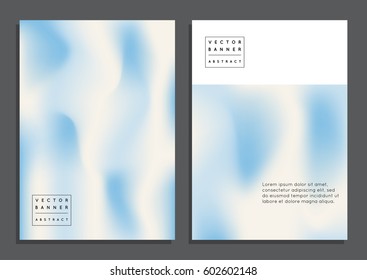 Set of banners with abstract backgrounds, fluid colors, soft blue, in pastel tone. Vector design for banner, cover, brochure, wallpaper, invitation card