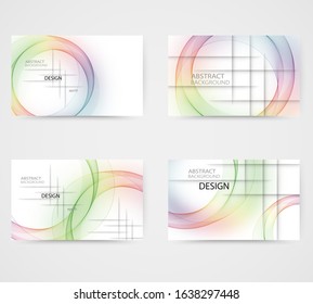 
Set of banners, abstract backgrounds of rainbow waves in the form of circles with a shadow. Design element