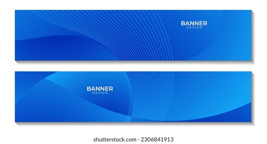 set of banners with abstract blue wave gradient background for business